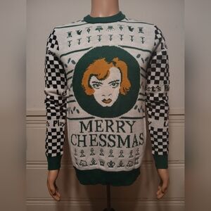 Queens Gambit Chessmas Christmas Sweater Medium